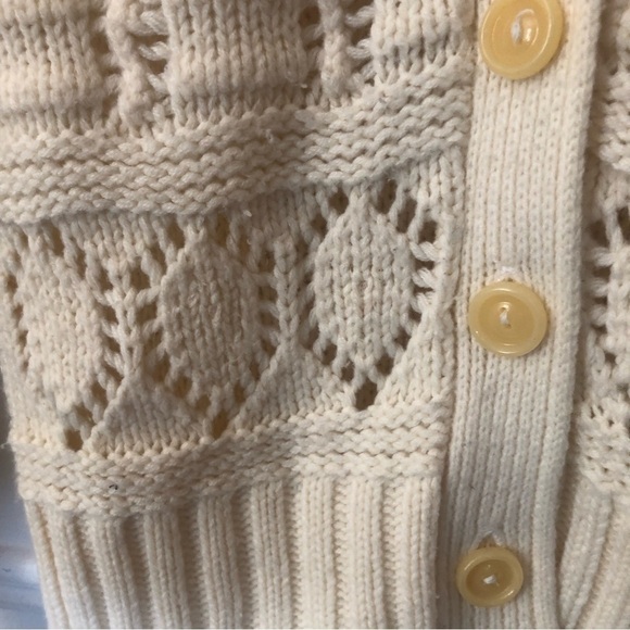 VINTAGE Cottagecore Fisherman Knit Coastal Cream Cardigan Small - Picture 10 of 10